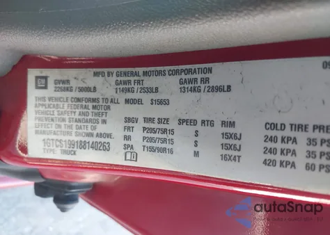 2008 GMC Canyon Yc1 from USA, damaged, VIN 1GTCS199188140263